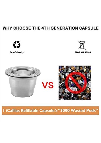 Kapsüller Yeniden Kullanılabilir Paslanmaz Çelik Nespresso Için 3 Parça Doldurulabilir Pedler + 1 Kaşık + 1 Kaşık + 1 Fırça (Yurt Dışından) fırsatları