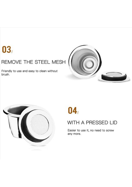 Kapsüller Yeniden Kullanılabilir Paslanmaz Çelik Nespresso Için 3 Parça Doldurulabilir Pedler + 1 Kaşık + 1 Kaşık + 1 Fırça (Yurt Dışından) indirimleri