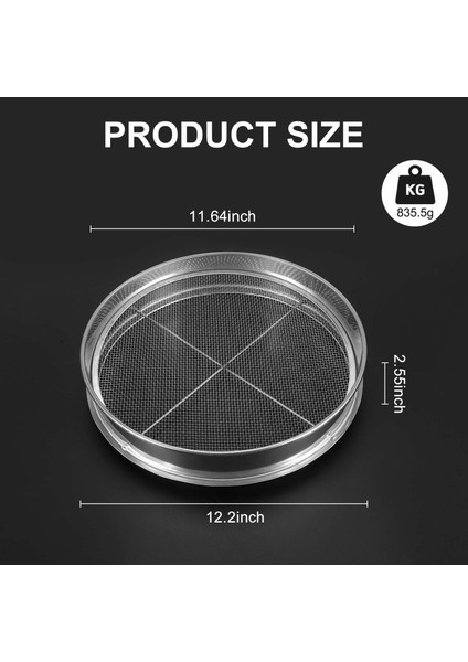Bahçe Saksı Örgü Elek Elleği Tavası - Paslanmaz Çelik Karışım Toprak Filtresi 4 Elek Örgü Filtresi (1/8in 1/4in 3/8in ve 1/2in) (Yurt Dışından) modelleri
