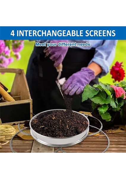 Bahçe Saksı Örgü Elek Elleği Tavası - Paslanmaz Çelik Karışım Toprak Filtresi 4 Elek Örgü Filtresi (1/8in 1/4in 3/8in ve 1/2in) (Yurt Dışından) fırsatları