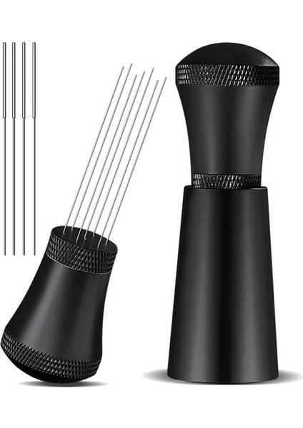 Alaşımlı Kahve Distribütörü Standlı 0 3mm Kalın Paslanmaz Çelik 7 Iğne Aracı Espresso Dağıtım Siyah (Yurt Dışından)