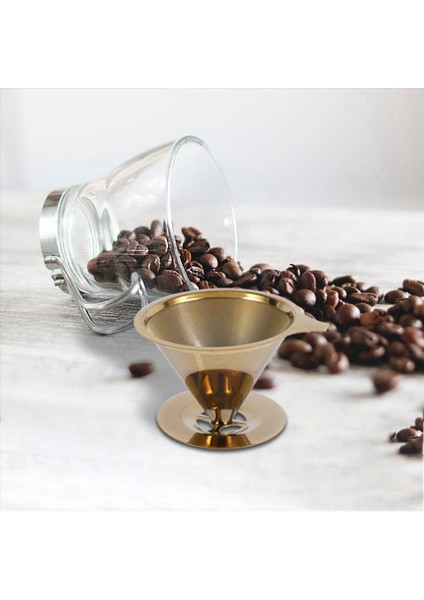 2x Çift Duvar Paslanmaz Çelik Titanyum Altın Kahve Damma Filtresi Üzerine Fincan Stand ve Saplama (Yurt Dışından) fırsatları