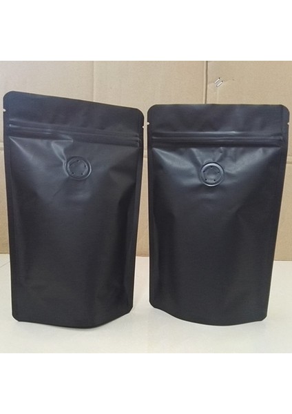 100PCS Matt Folyo Kahve Vanası Fermuar Kapatma Çantası Dikey Folyo Kahve Çekirdek Tek Yönlü Valf Torbası Ambalaj Çantası 250G Siyah (Yurt Dışından) fiyatları