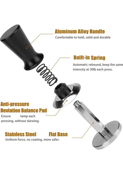 Yay Yüklü Kurcalama Alet Tozu ile Kalibre Espresso Kurcalama Kahve Kurcası Düz Paslanmaz Çelik TABAN-53MM ile Pres (Yurt Dışından) fiyatları