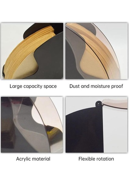 Akrilik Kapaklı Büyük Kahve Filtre Kağıt Tutucu Peçete Dağıtıcı Raf Kabı Siyah (Yurt Dışından) modelleri