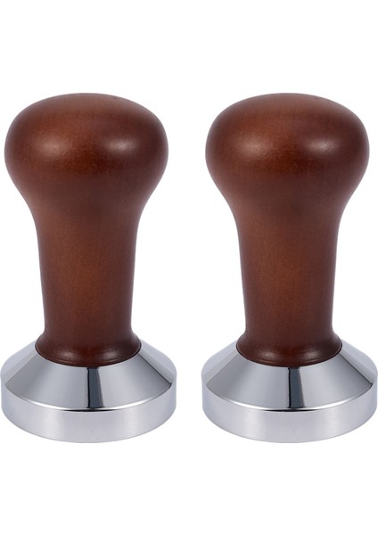 2x Kahve Kurcalama Ahşap Tutamak Barista Espresso Makinesi Öğütücü 51MM Kahve ve Espresso Tozu Çekiç Kahve Rengi (Yurt Dışından)
