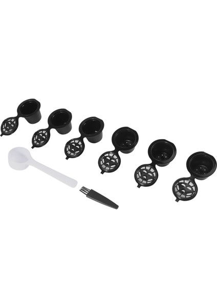 I Cafilas 6 Yeniden Kullanılabilir Nespresso Kapsül Doldurulabilir Kahve Kapsülü Filtresi Kahve Kaşık Fırçası ile Nespresso Kahve Makineleri (6 Siyah) (Yurt Dışından)