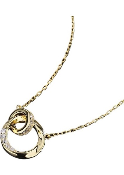 Kadınlar Için S999 Ayar Gümüş Çift Halkalı Kilitli Kolye, Möbius Halkalı Gerdanlık (Yurt Dışından)