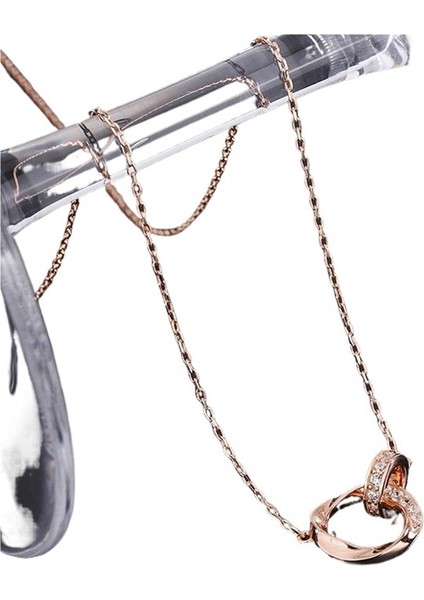 Kadınlar Için S999 Ayar Gümüş Çift Halkalı Kilitli Kolye, Möbius Halkalı Gerdanlık (Yurt Dışından)