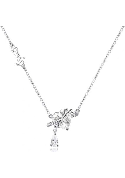 925 Ayar Gümüş Kalp Kolye, Sevgililer Günü Hediyesi, Kadınlar Için Zirkonyum Köprücük Zinciri (Yurt Dışından)