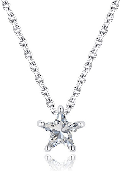 Kadın Yıldız Kolye ve Beş Köşeli Yıldızlı Klavikula Zinciri (S925 Ayar Gümüş) (Yurt Dışından)