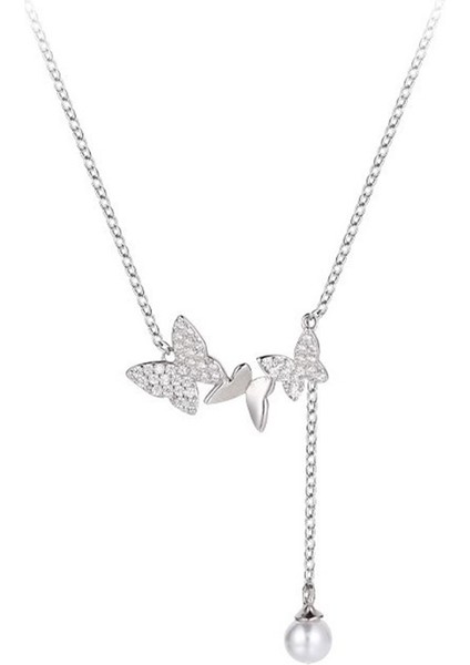Kadınlar Için 999 Saf Gümüş Inci Kelebek Kolye, Nazik Püskül Köprücük Kemiği Zinciri. (Yurt Dışından) fiyatları
