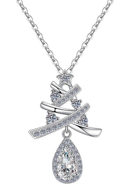 925 Ayar Gümüş Noel Ağacı Püsküllü Kolye, Damla Kolye Ucu, Köprücük Kemiği Zinciri, Noel Hediyesi (Yurt Dışından)