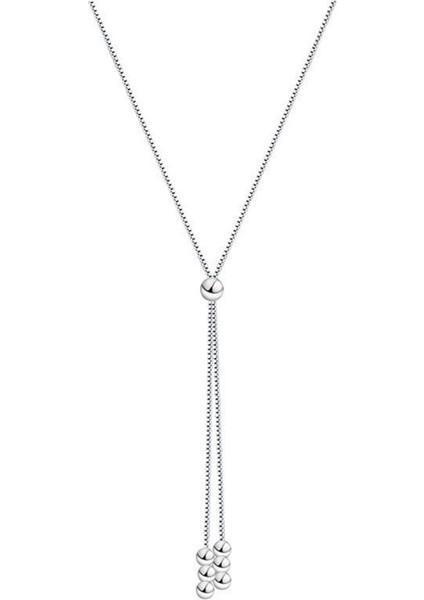 Kadınlar Için Yuvarlak Boncuk Püsküllü Köprücük Kemiği Zinciri/kazak Zinciri ile S925 Ayar Gümüş Kolye (Yurt Dışından)
