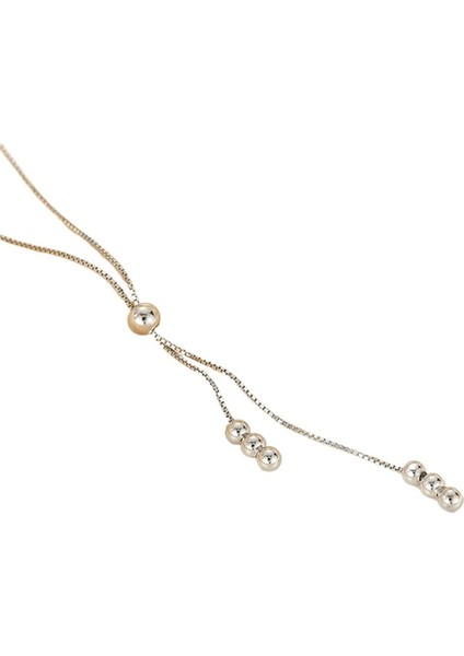 Kadınlar Için Yuvarlak Boncuk Püsküllü Köprücük Kemiği Zinciri/kazak Zinciri ile S925 Ayar Gümüş Kolye (Yurt Dışından) fiyatları