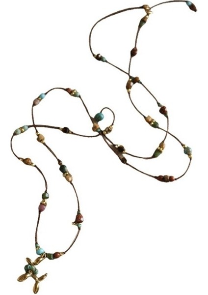 Kadınlar Için Sonbahar/kış Retro Doğal Taşlı Köpek Örgü Uzun Kolye, Kadın Kazak Zinciri (Yurt Dışından)