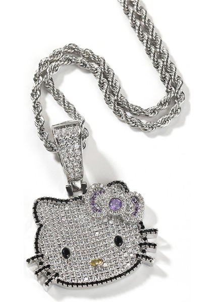 Sevimli Hip-Hop Tarzı Küçük Çizgi Film Kedi Kolye Ucu Basit Kazak Zincir Kolye (Yurt Dışından) fiyatları