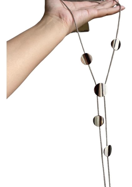 Kadınlar Için Metal Disk Geometrik Uzun Kolye Kazak Zinciri (Yurt Dışından)