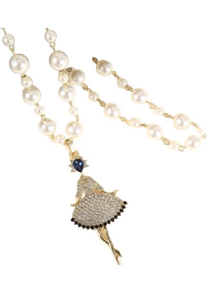 Fransız Bale Kızı Kolye Ucu Kazak Zinciri Sonbahar ve Kış Uzun Kolye (Yurt Dışından)