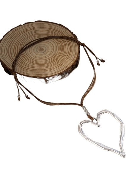 Abartılı Kalp Şeklinde Kolye, Metal Kalp Gerdanlık, Uzun Mumlu Kordon Kolye (Yurt Dışından)