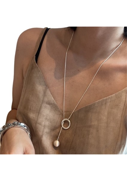 Püsküllü Uzun Gümüş Kolye, Çok Yönlü Kazak Zinciri (Yurt Dışından)