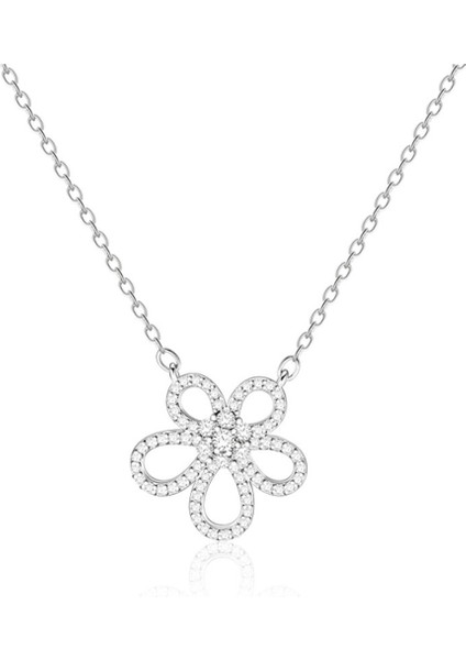 S925 Ayar Gümüş Beş Yapraklı Ayçiçeği Kolye ve Tam Kolye Zinciri (Yurt Dışından)