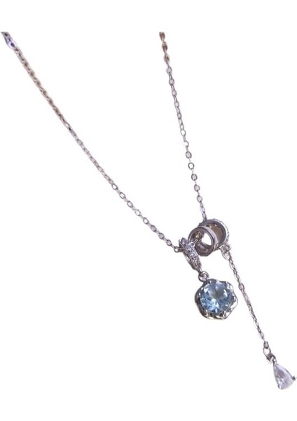 Kadınlar Için Kristal Taşlı S925 Ayar Gümüş Kolye, Garnet Klavikula Zinciri (Yurt Dışından)