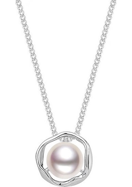 Kadınlar Için Beyaz Gül Kolye, 925 Ayar Gümüş Inci Yaka Zinciri (Yurt Dışından)
