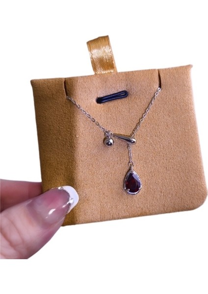 Kadınlar Için S925 Ayar Gümüş Doğal Kristal Damla Kolye, Ayarlanabilir Çekmeli Gerdanlık (Yurt Dışından)