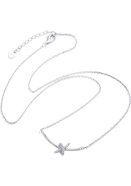 Kadınlar Için 925 Ayar Gümüş Fiyonk Kolye, Çizgi Gülümseme Kolye Ucu, Çapraz Zincir (Yurt Dışından) fiyatları