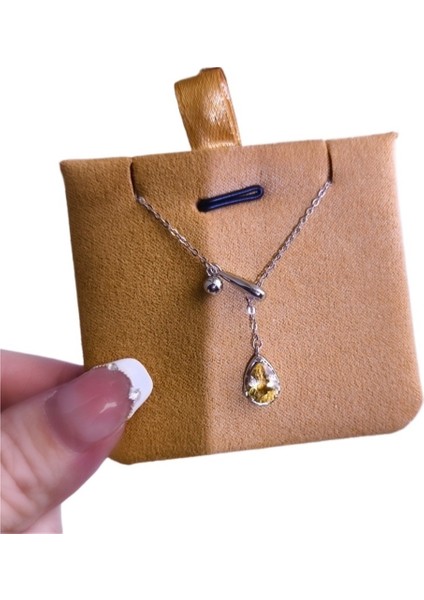 Kadınlar Için S925 Ayar Gümüş Doğal Kristal Damla Kolye, Ayarlanabilir Çekmeli Gerdanlık (Yurt Dışından)