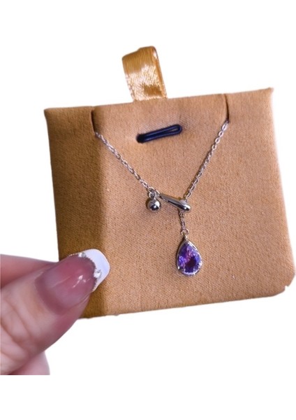 Kadınlar için S925 Ayar Gümüş Doğal Kristal Damla Kolye, Ayarlanabilir Çekmeli Gerdanlık (Yurt Dışından) fiyatları