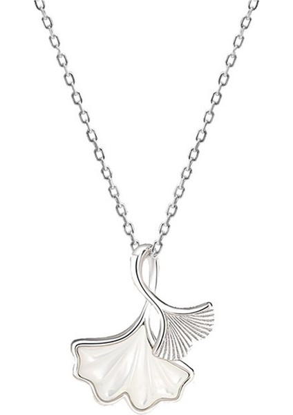 Kadınlar Için 999 Ayar Gümüş Kolye, Mori Kız Stili, Sedef Köprücük Kemiği Zinciri, Ginkgo Yaprağı Kolye (Yurt Dışından)
