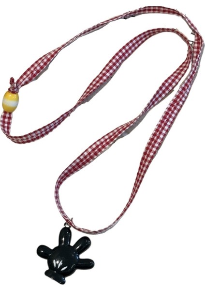 Kadınlar Için Kolej Tarzı Ekose Mickey Mouse El Kolyesi Uzun Kolye, Sonbahar ve Kış Askılı Kazak Zinciri (Yurt Dışından)