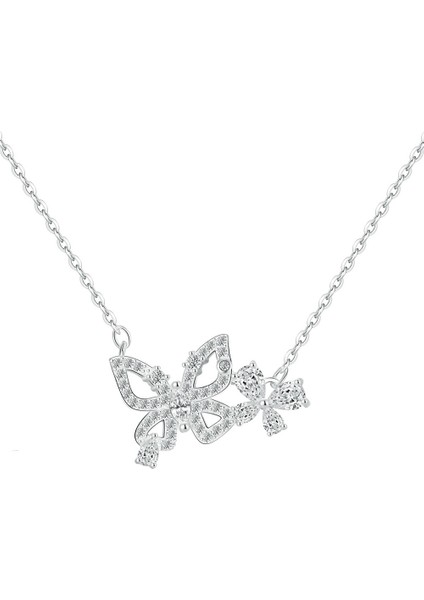 999 Ayar Gümüş Kelebek Kolye, Köprücük Kemiği Zinciri, Saf Gümüş Boyun Zinciri (Yurt Dışından)