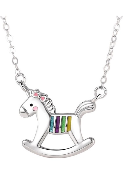 999 Ayar Gümüş Karikatür Gökkuşağı At Kolye Ucu (Yurt Dışından)