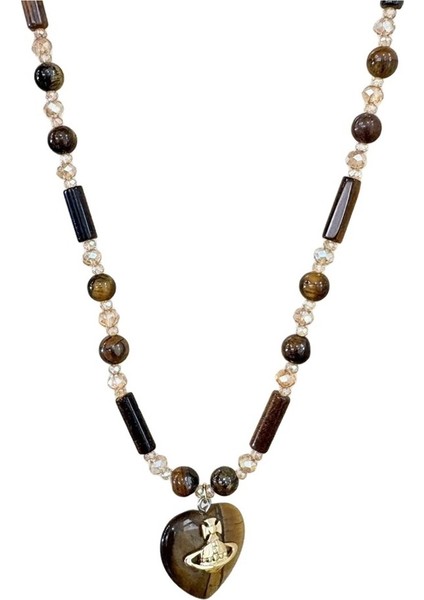 Kadınlar Için Vintage Kaplan Gözü Satürn Boncuklu Kolye, Sonbahar/kış Kazak Zinciri (Yurt Dışından)