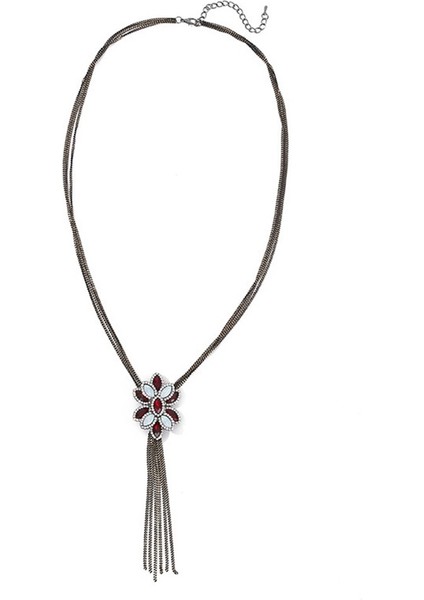 Kadınlar Için Uzun Kazak Zinciri, Vintage Tarzı, Zümrüt Yeşili ve Mavi Birleştirilmiş Uzun Kolye. (Yurt Dışından)