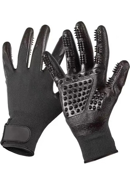 Bir Çift Saç Bakım Eldiveni Evcil Köpek Kedi Banyosu Için Silikon Masaj Fırçası Banyo Kauçuk Eldiven Köpek Tüy Dökme Tarak Boyut:l/renk:siyah (Yurt Dışından)