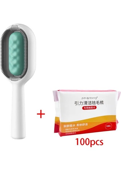 Kedi Fırça Uzun Saç Çıkma Fırçası Köpek Kedi Silikon Pet Tavşama Sil ve Su Deposu Pet Ürün Aksesuarları Renk: Mavi 100 Havlu (Yurt Dışından)