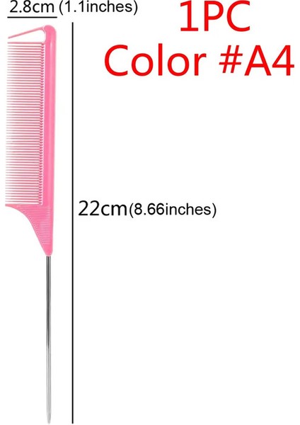 Profesyonel Uç Noktası Saç Stili Tarak Antistatik Saç Boyası Fırçası Berber Çelik Iğne Pimi Fare Ucu Taraklar Berber Aksesuarları Renk:1 Adet Renk A1 (Yurt Dışından)
