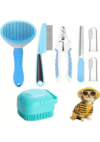 7-Parçalı Evcil Hayvan Bakım Seti, Köpek Tüy Tarak, Pul Tarak, Köpek Şampuan Fırçası, Evcil Hayvan Tırnak Makası, Köpek Diş Fırçası Seti Renk:7 Adet (Yurt Dışından)