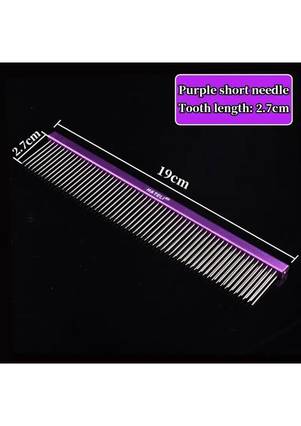 Pet Tarak Köpek Kedi 2 Sıra Tımar Damat Tarak Paslanmaz Çelik Evcil Hayvan Tarak Köpek Temiz Taraklar Köpek Saç Bakımı Stil Fırçası Saç Tarağı Renk: Mor Kısa Iğne/boyut: 19CM (Yurt Dışından)