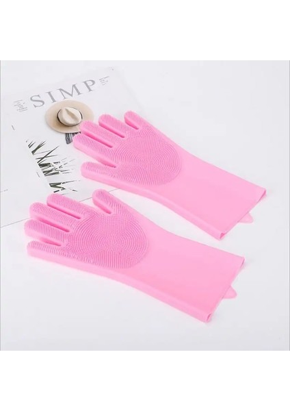 Sihirli Silikon Gövde Evcil Hayvan Banyo Eldivenleri Hayvan Mükemmel Banyo Şampuan Köpek Kedi Fırça Eldivenleri Renk: Pembe (Yurt Dışından)