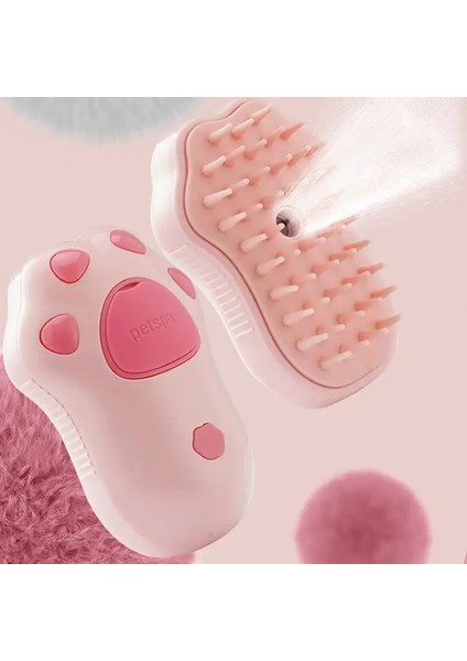 Yeni Buharlı Kedi Fırçası 3'ü 1'de Elektrikli Anti-Sıçratma Köpek Fırçası Buhar Spreyli Masajlı Evcil Bakım Tarakları Saç Temizleme Tarakları Renk:pembe Patili (Yurt Dışından)