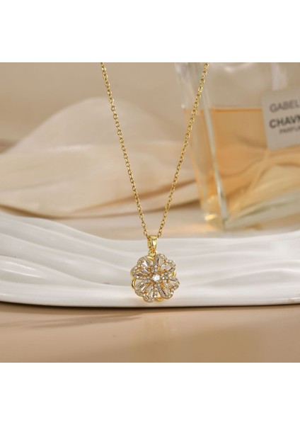 Yeni Kıdemli Işık Duygusu Lüks Mikro Set Zirkonya Bakır 18 Ayar Altın Kaplama Kolye Kolye Köprücük Kemiği Zinciri Takı ile Kadın Moda (Yurt Dışından)