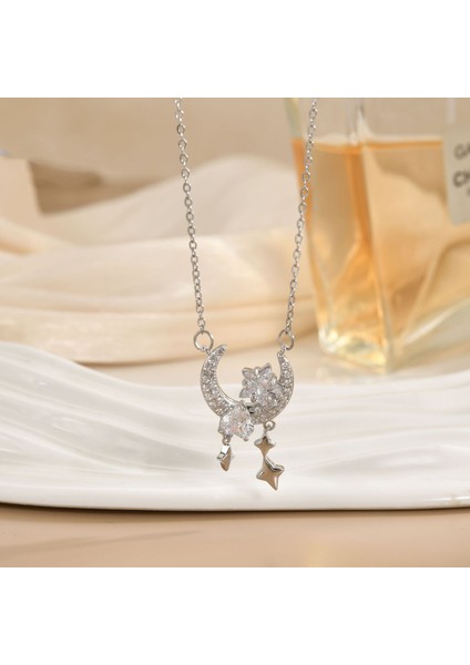 Yeni Titanyum Çelik Kolye Kadın Mizaç Mikro-Set Zirkonya Kişilik Kıdemli Köprücük Kemiği Duygusu Zincir Takı (Yurt Dışından)