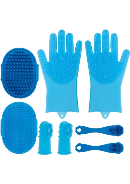 Silicone Pet Banyosu Eldivenleri Pet Tüy Bakımı Eldiveni Silikon Pet Temizleme Fırçası Yı Banyosu Masaj Köpek Kedi Fırça Eldivenleri Renk:mavi 8ADET (Yurt Dışından)