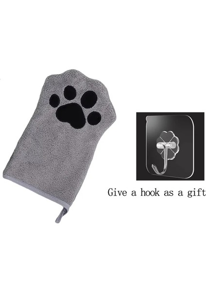 Hızlı Kuruyan Köpek Banyo Eldiveni Evcil Hayvan Bakım Eldiveni Çok Renkli Yumuşak Emilici Patili Baskı Köpekler Kediler, Banyo Kurulama Ihtiyaçları Renk: Gri (Yurt Dışından)