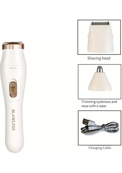 USB Kadın Elektrikli Tıraş Makinesi - Kaş, Bikini Bölgesi ve Tüm Vücut Bakımı Için Çok Amaçlı Tüy Temizleme Aracı Renk:beyaz (Yurt Dışından)